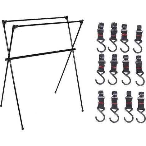 Support de Camping à Trois Barres, Trépied de Camping Ultra-Léger et Pliable, Cintre pour Articles Divers de Voyage 50 X 68 X 88 cm (1/5)