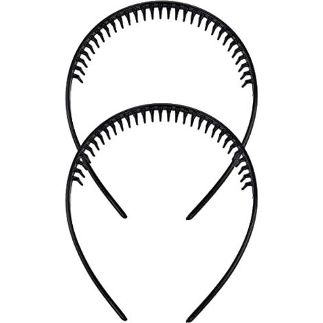 2 bandeaux cheveux homme, peigne dents requin serre-tête plastique Alice, bandeau antidérapant (1/5)