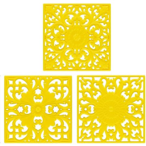 Lot de 3 dessous de plat isolants en silicone, flexibles et compatibles avec les plans de travail carrés. (1/5)