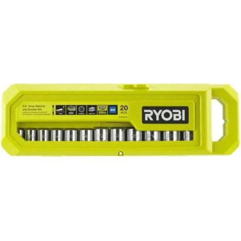 Ryobi RHRS20PC Steckschlüsselsatz Ratsche 3/8 Zoll 20 Stück 8-22 24 mm
