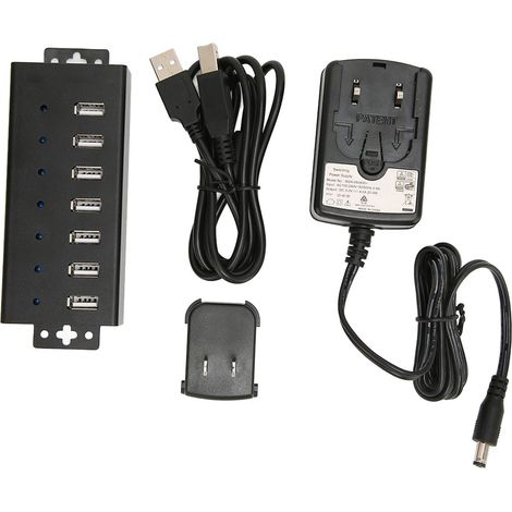 Hub USB 2.0 à 7 ports avec protections multiples, qualité industrielle, pour ordinateur portable et PC, prise américaine 100-240 V (1/5)