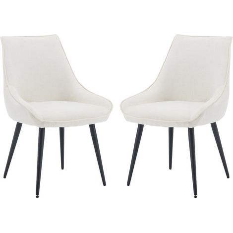 Set di 2 Sedie da Pranzo Moderne Sedie da Cucina in Tessuto Sedia Sala da Pranzo con Gambe in Metallo per Soggiorno, Bianco (1/5)