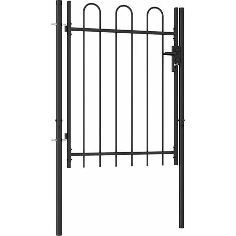 vidaXL Puerta de valla BOXTEL de una puerta con arco superior de acero, 1x1,2 m, negro (1/2)