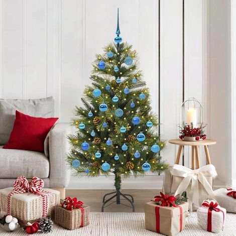 Árbol de Navidad artificial con ramas plegables y conos 150 cm (1/5)