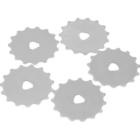 Lot de 5 lames de cutter rotatif de 45 mm pour la découpe de tissus, de cuir et de papier à bords crochetés.