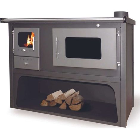 Stufa a Legna Cucina a Legna con Forno in Acciaio Venezia Maxi 10,3 - 15 kW Piano Cottura (1/4)