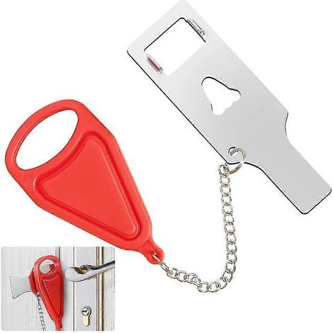 Cadenas de porte portable, cadenas de voyage, cadenas de porte portable, ajouter un cadenas supplémentaire, cadenas de porte de voyage, portable pour hôtel, école, voyage, dortoir, appartement, rouge (1/5)