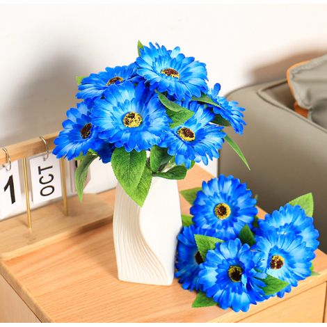 2 pièces avec 10 tournesols artificiels chacune, 33 cm, convient aux plantes en pot dans les chambres d'hôtel, décoration intérieure (1/4)