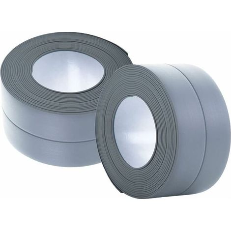 (2 pièces gris)Plinthe souple - Bande d'extrémité pour cuisine et salle de bain 38 mm 3,2 m, joint auto-adhésif, bande pliante flexible, joint d'étanchéité, anthracite (1/5)