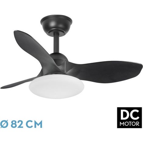 Abrila - Ventilatore DC PARAMO  Nero con tre Lame  con 6 Velocità Regolabili  3 Temperature de Luce Selezionabile  Telecomando Incluso