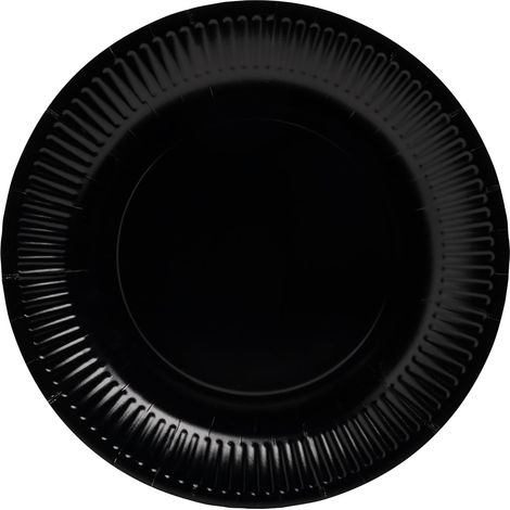 Assiettes en Carton - 20 Unités - Noir - Diamètre 23 cm - Résistantes aux Graisses - Pour Fêtes et Pique-niques (1/5)