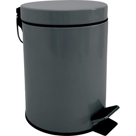MSV - Cestino per cosmetici da bagno - Acciaio inossidabile con secchio interno rimovibile - Elegante cestino a pedale - Compatto e pratico - Grigio - 3L (1/5)