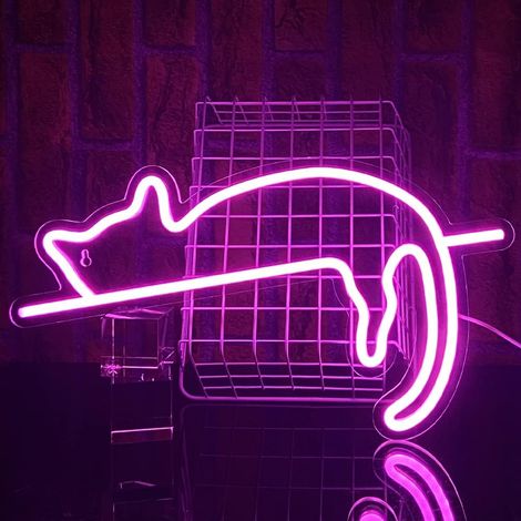 Cat LED signe décoration murale chat personnalisé enseigne au néon USB pour chambre magasin chevet salon fête (1/4)