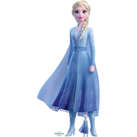 Figurine en carton Elsa La Reine des Neiges 2 en robe bleu déterminée Disney Haut - 182 cm