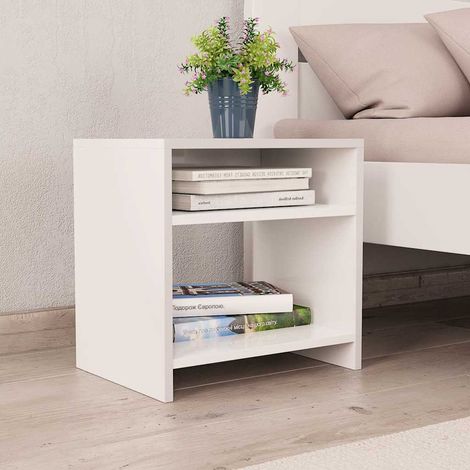Table de chevet-Table de nuit Blanc 40x30x40 cm Bois d'ingénierie 604389 (1/5)