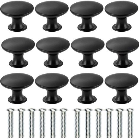 Set mit 12 Vintage-Schubladenknöpfen aus antikem Messing, 30 mm Durchmesser, Küchenmöbelgriff, Schranktürgriff (schwarz) (1/5)