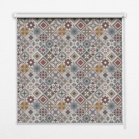Innenrollo Fensterrollo - Rollo ohne Bohren - Sichtschutzrollo - Lichtdurchlässiges Rollo - Rechteckiges - Rollo - (80 cm x 140 cm) - Dekorative Rauten