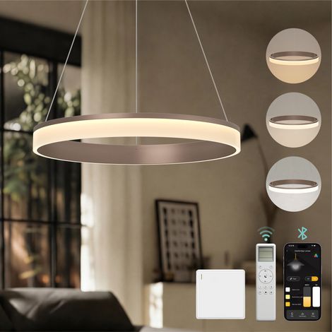 Mai & Mai Lustre Suspension Plafonnier LED Triple Commande Câble Réglable Lampe de Nuit pour Salle à Manger Salon Chambre Café 60×60 CM 30W Luvina-02 (1/5)