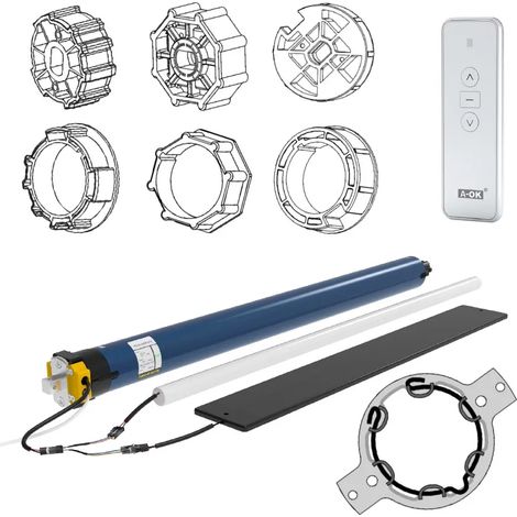 Kit moteur pour motorisation de volet roulant solaire – Moteur 15NM avec panneau solaire et batterie – Installation facile et adaptateurs inclus