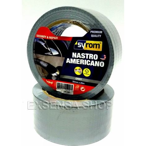 1 NASTRO ADESIVO TELATO AMERICANO 50mm x 25mt IN TELA TANTI COLORI DISPONIBILI COLORE GRIGGIO
