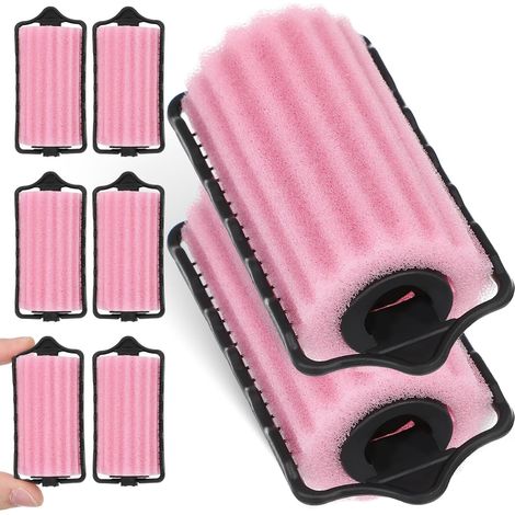 Juego de 8 rulos pequeños autoadhesivos de espuma para el cabello, accesorios para el cabello para rizos naturales, rulos suaves de esponja para dormir, kit de peinado para cabello corto y (1/5)