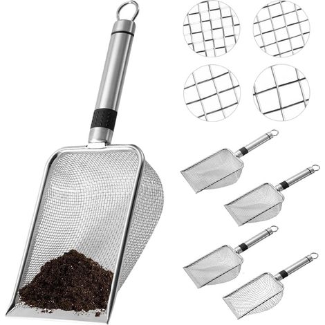 4er-Set Gartensiebe aus Edelstahl – Maschenweite 2–5 mm – Boden- und Kompostfilter – Für Gartenarbeit und Heimwerkerprojekte – Ergonomischer Griff (1/5)
