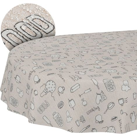 Nappe enduite Motif Cuisine Ovale 180x140 cm intérieur/extérieur (1/5)