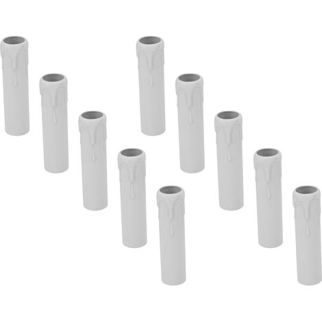 Lot de 10 manchons de 10 cm (4 pouces) imitation cire vintage pour douilles de bougies de lustre, blancs