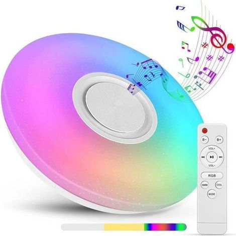 Plafonnier LED 36W RGB avec Haut-parleur Bluetooth, avec Télécommande et Contrôle APP,3000-6500K pour Chambre Enfants,Salon (1/4)