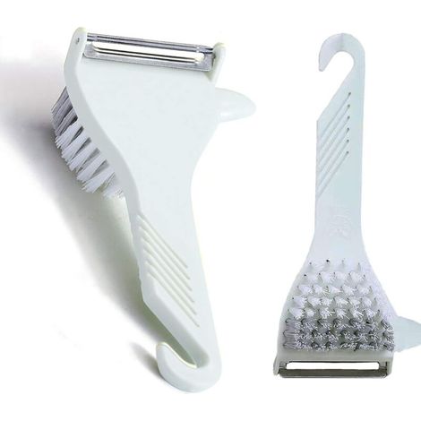 Juego de dos cepillos y un pelador 2 en 1 para patatas, frutas y verduras: una práctica herramienta combinada para limpiar y pelar. - Crezuo (1/4)