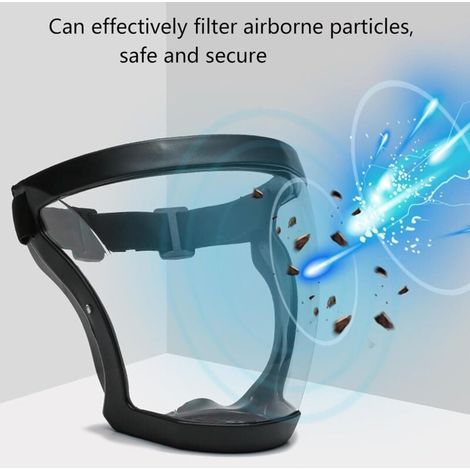 Masque de protection intégral - Transparent HD Anti-buée - Anti-poussière et Éclaboussures - 2 Filtres coton amovibles (1/4)