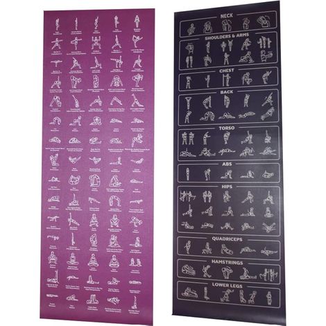Tapis de yoga avec sangle de transport - 75 postures et 75 étirements - 6 mm d'épaisseur - Non toxique - Antidérapant - Convient aux femmes et aux hommes