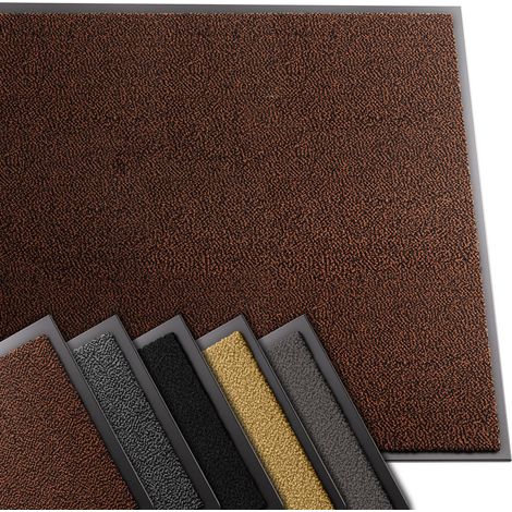Vounot – Tapis de porte rectangulaire 90x150cm – Antidérapant, lavable, imperméable – Polypropylène et vinyle – Marron-Noir