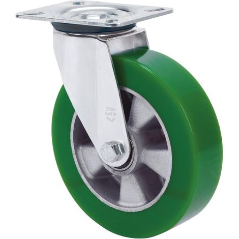 rueda giratora placa 4mm 10zvr160-augb aluminio-poliur.verde eje bolas (1/2)