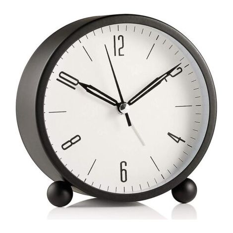 BUNTHAUS Réveil rond sans tic-tac, fonction de batterie et de lumière, réveil super silencieux, design élégant simple pour bureau / chambre à coucher (1/3)