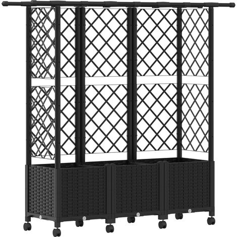 Maison Exclusive - Lit Élevé avec Treillis et Toit Noir 163,5 x 40 x 142 cm PP (1/5)