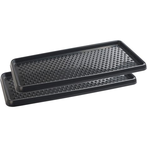 Lot de 2 étagères à Chaussures en Plastique Anthracite PP (1/5)