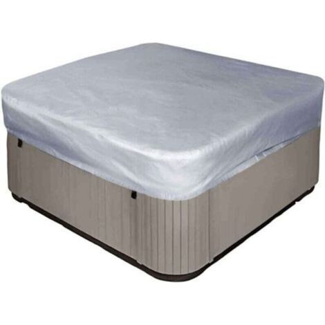 Bache spa carrée 231x231x30cm, polyester 190T anti-poussière UV, avec sac (gris) (1/3)
