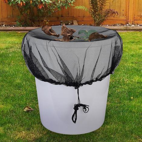 Filet de protection à cordon noir pour collecteur d'eau de pluie, diamètre 95cm, barrière contre insectes et feuilles mortes
