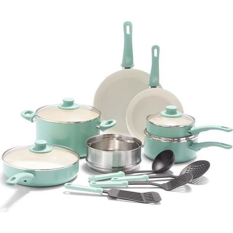 Batterie de Cuisine - GREENLIFE - Soft Grip - 15 Pièces - Antiadhésif - Compatible Four 160°C (1/4)