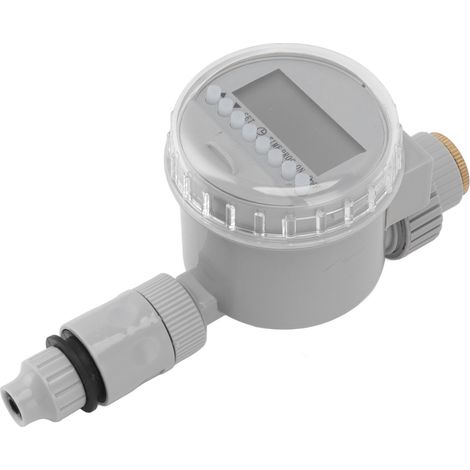 Minuteur d'arrosage automatique avec contrôle du débit, pour robinets à filetage G1/2 ou G3/4, pour plantes en pot, gris (1/5)