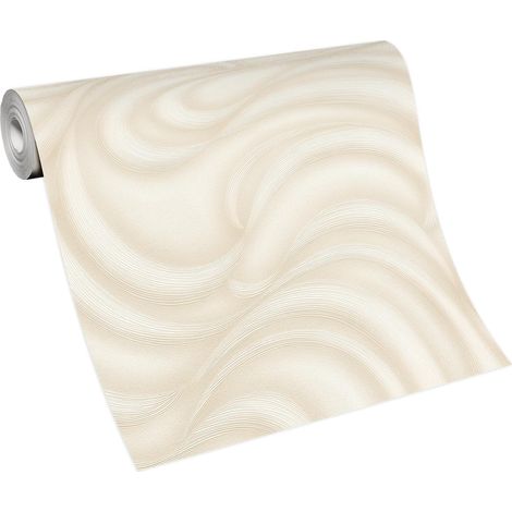 Papier peint chic beige crème motif abstrait | Tapisserie moderne beige à motif graphique | Papier peint géométrique tendance pour chambre (1/4)