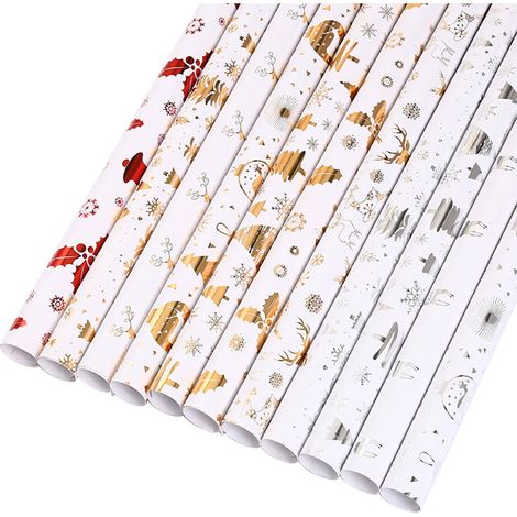 Papier D Emballage Cadeau - Motif Noël Arbre Vert Flocons De Neige - 50 X 70 Cm - 1 Feuille (1/5)