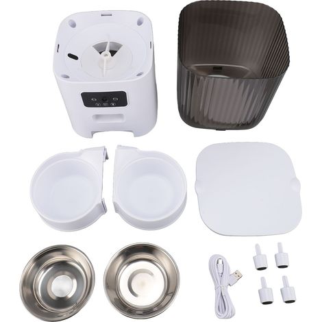 Mangeoire pour animal domestique multifonctionnelle en acier inoxydable 304, bol de nourriture pour chat, capacité de 5l pour chats et chiens d'intérieur, Double avec caméra (1/5)