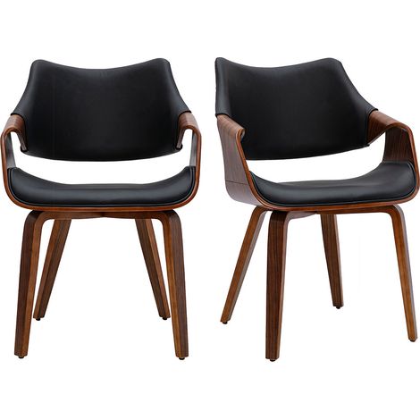 Chaises noires et bois foncé noyer (lot de 2) SEVAN (1/5)