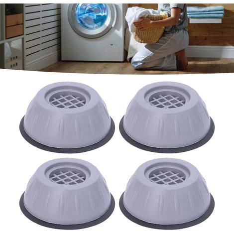 Lot de 4 patins de pieds pour machine à laver, 10 cm, gris, robustes, absorbant les chocs, stabilisateurs de pieds pour machine à laver (1/5)