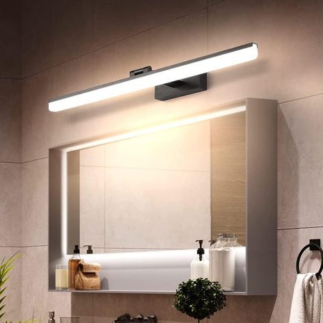 Applique murale LED pour miroir de salle de bain 50 cm, 12 W, étanche IP44, rotative à 180°, éclairage de miroir moderne, blanc chaud 3000 K, noir [Classe énergétique F] (1/5)