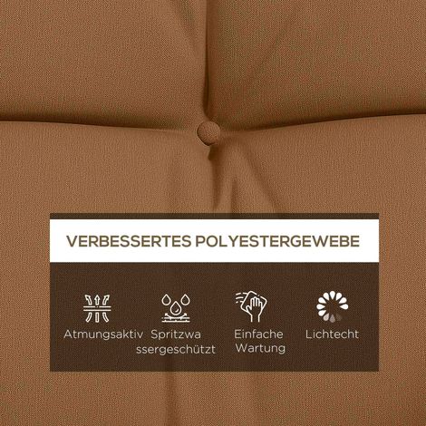 4er-Set Bräune Sitzkissen 150x50 cm, imperméables coussins de chaise avec liens, épaisseur 10 cm (1/5)