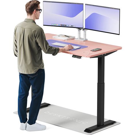Desktronic Bureau assis debout HomeOne - 140x70cm - Noir/Rose