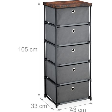 Pratica cassettiera per soggiorno camera da letto ingresso 105 x 43 x 33 cm design industriale in metallo nero 130016361